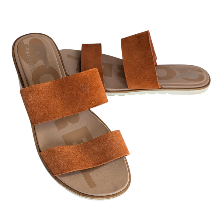 Sorel Ella II Orange Suede Slides Size 8