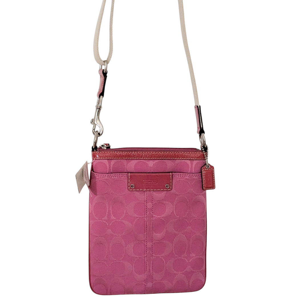 Coach Pink Signature Logo Zip Swingback Crossbody NWT