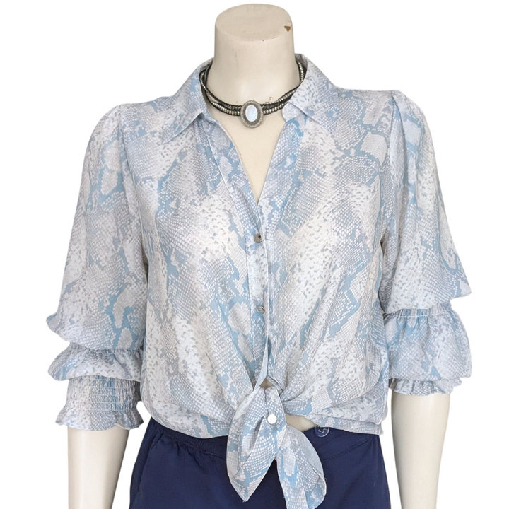 T Tahari Snakeskin Print Blouse Size Small