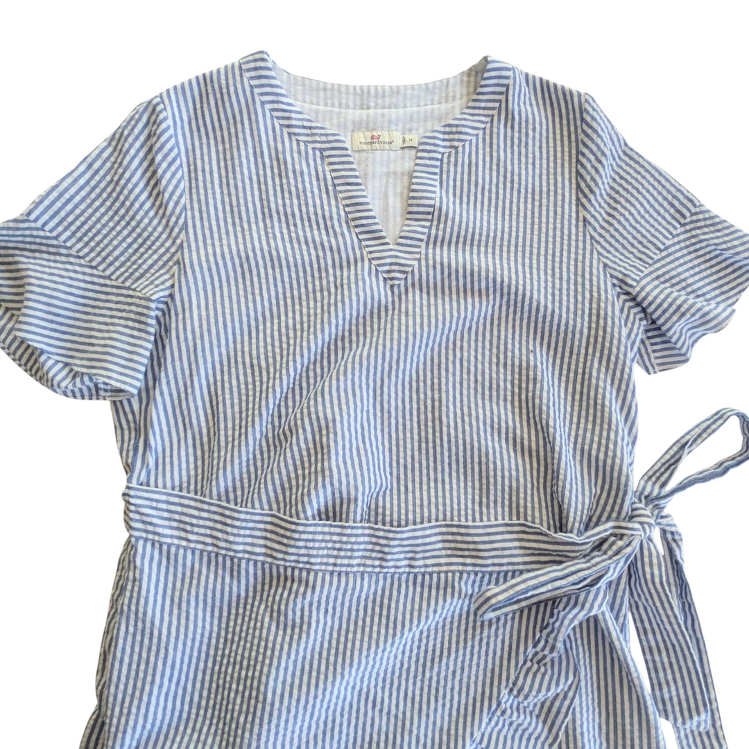 Vineyard Vines Seersucker Wrap Dress Size 14