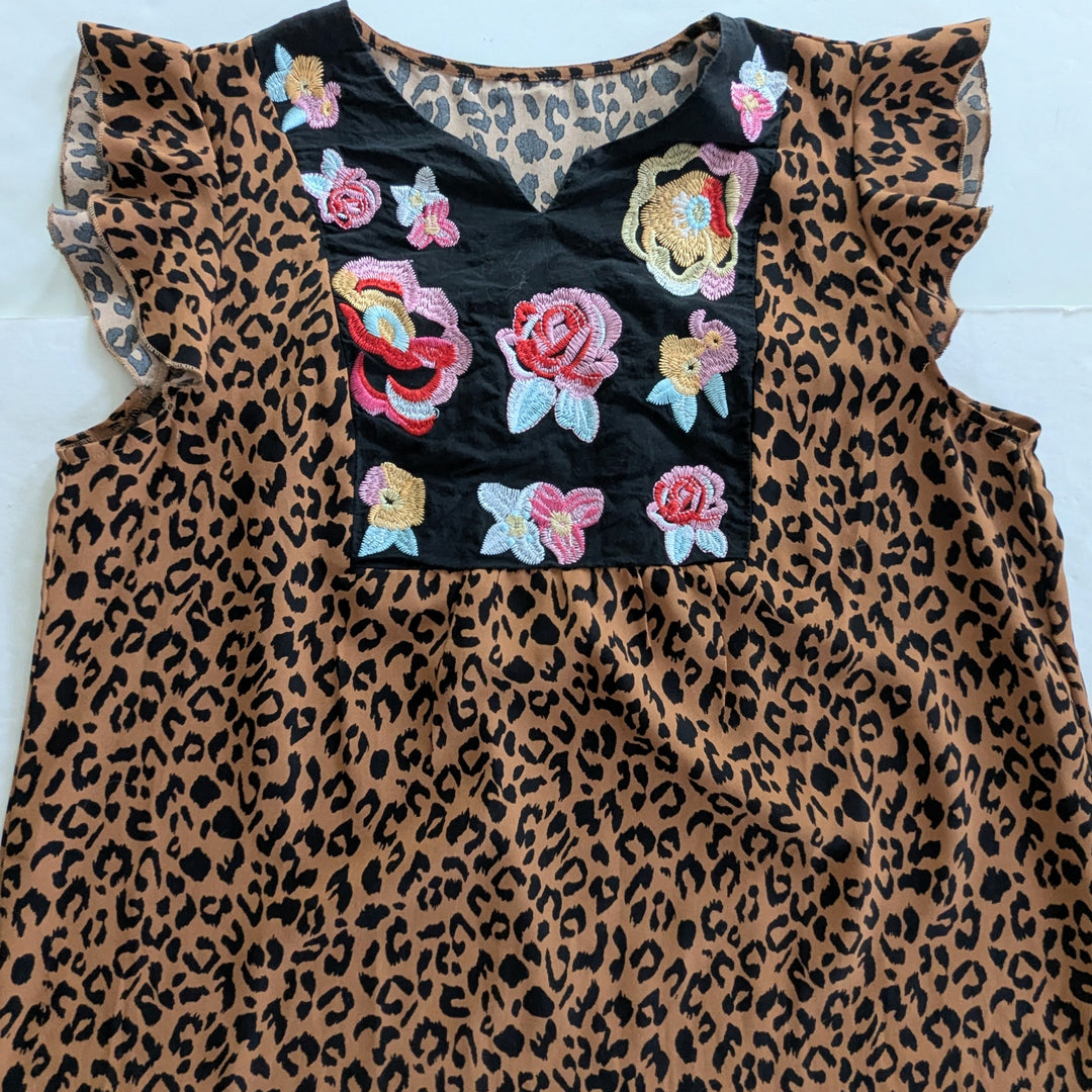 Animal Print Tunic with Embroidery Size Large