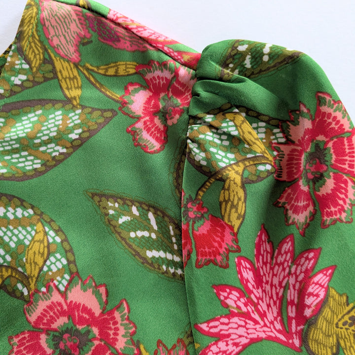 Sugarlips Evanna Green Floral Print Satin Dress Size 3X