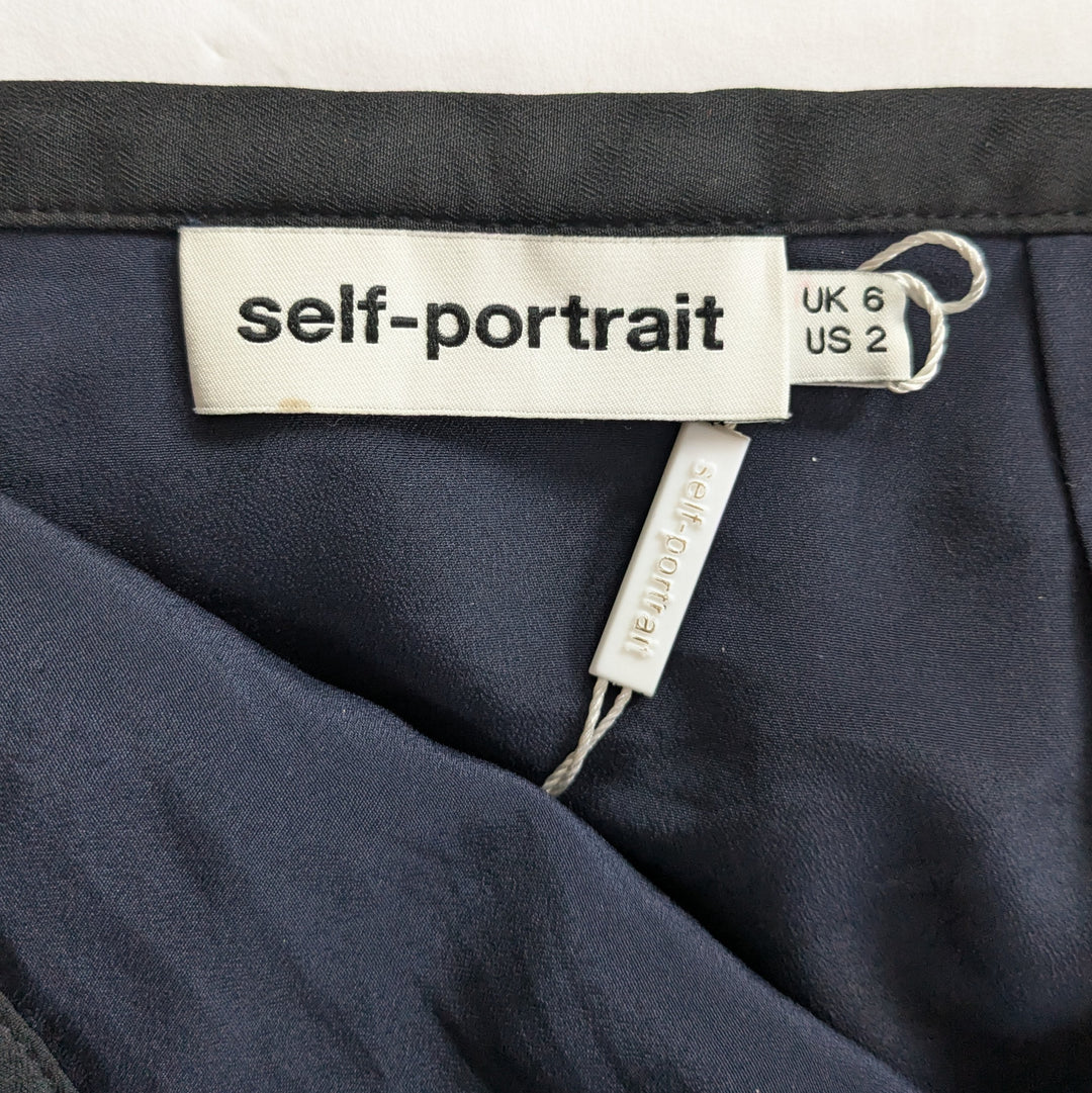 Self Portrait Pinstripe Ribbon Panel Skirt Size 2