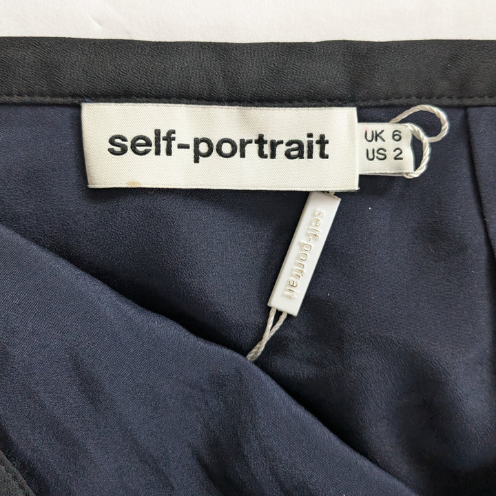 Self Portrait Pinstripe Ribbon Panel Skirt Size 2
