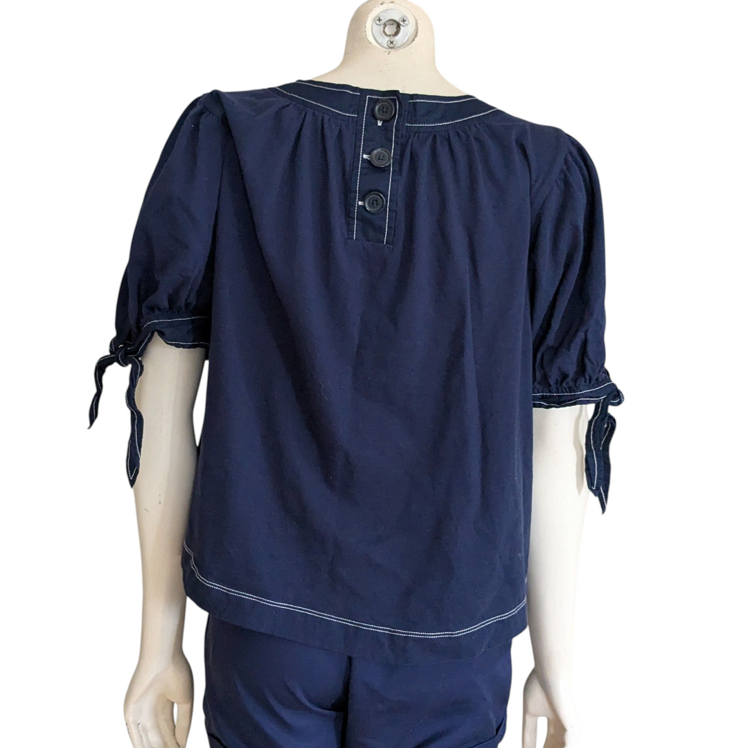 By Anthropologie Navy Top Size Large
