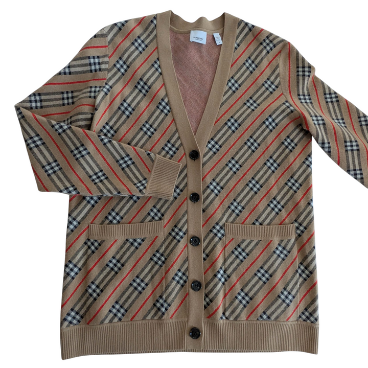 Burberry Long Plaid Cardigan Size Medium
