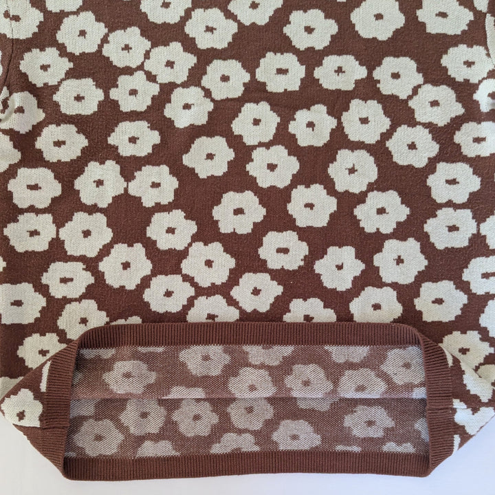 Pretty Garden Brown Floral Sweater Size Small