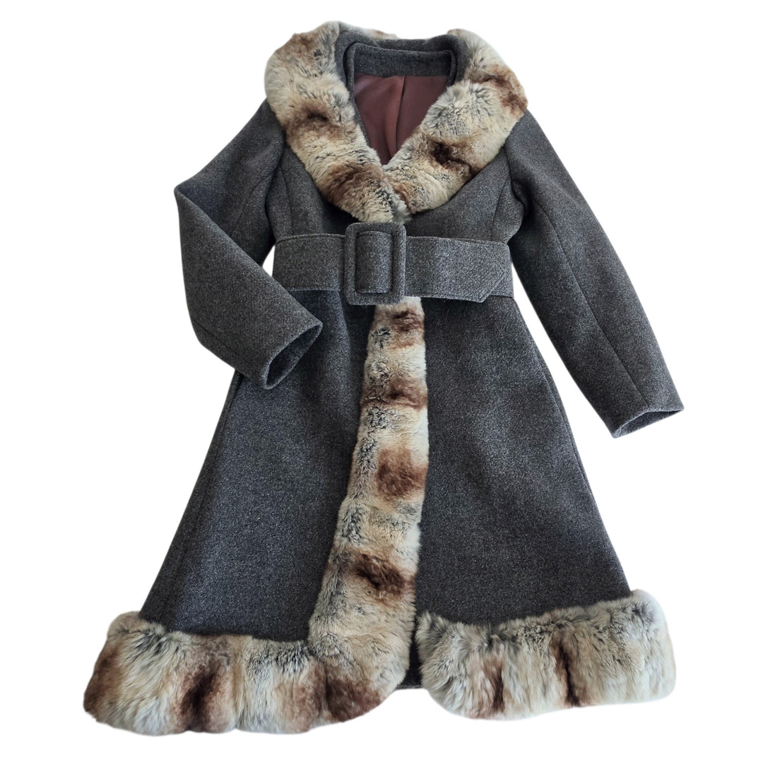 Youthcraft Vintage Wool Coat with Fur Trim Size XS