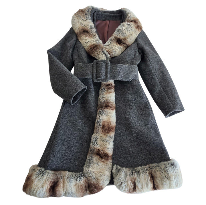 Youthcraft Vintage Wool Coat with Fur Trim Size XS