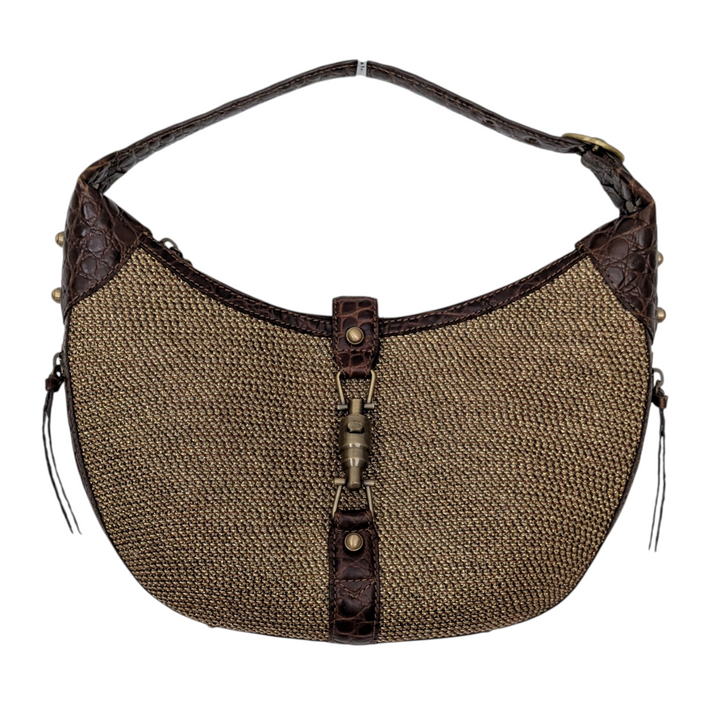 Erica Javits Faux Raffia and Leather Shoulder Bag