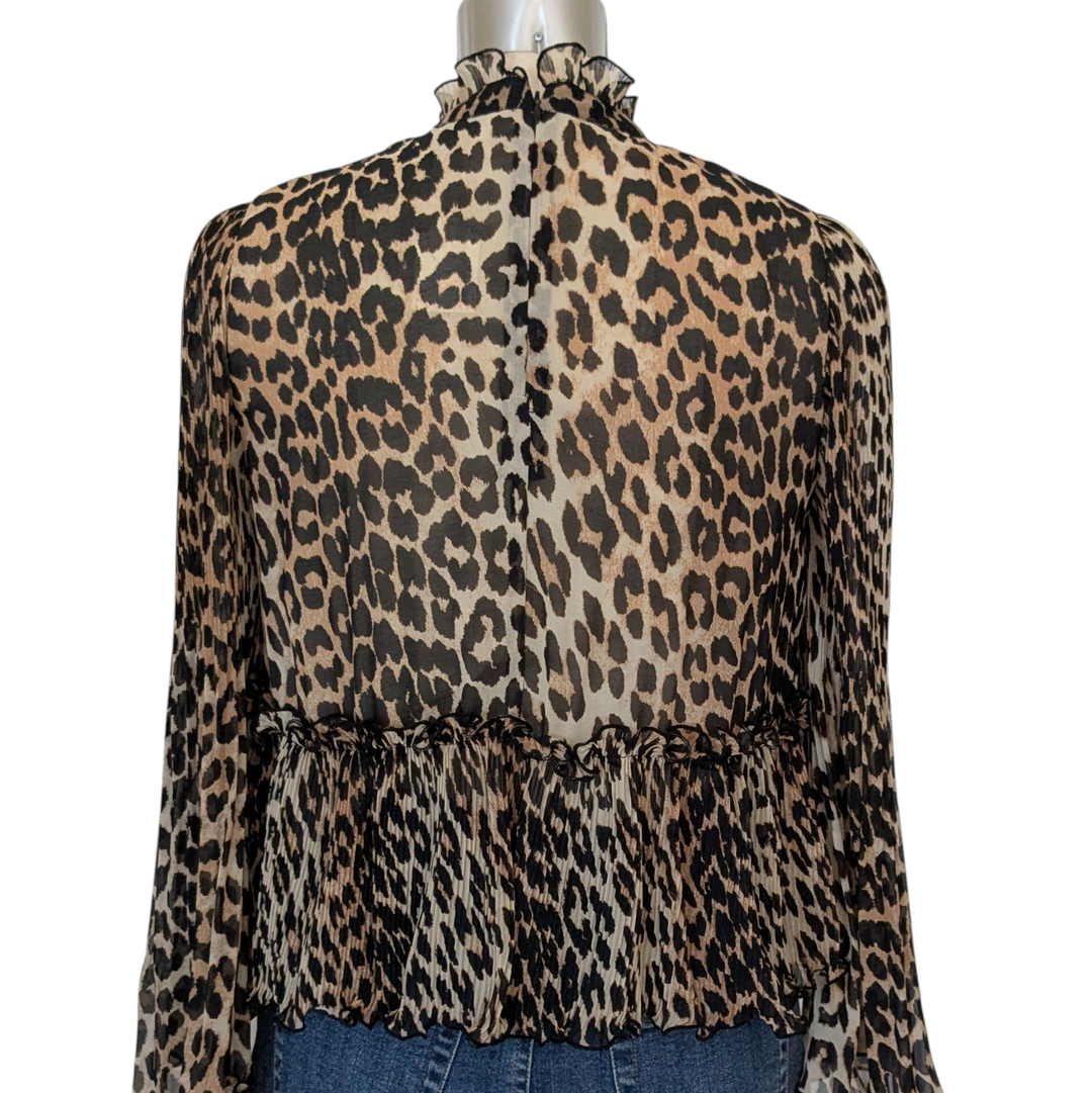 Ganni Animal Print Blouse Size 42