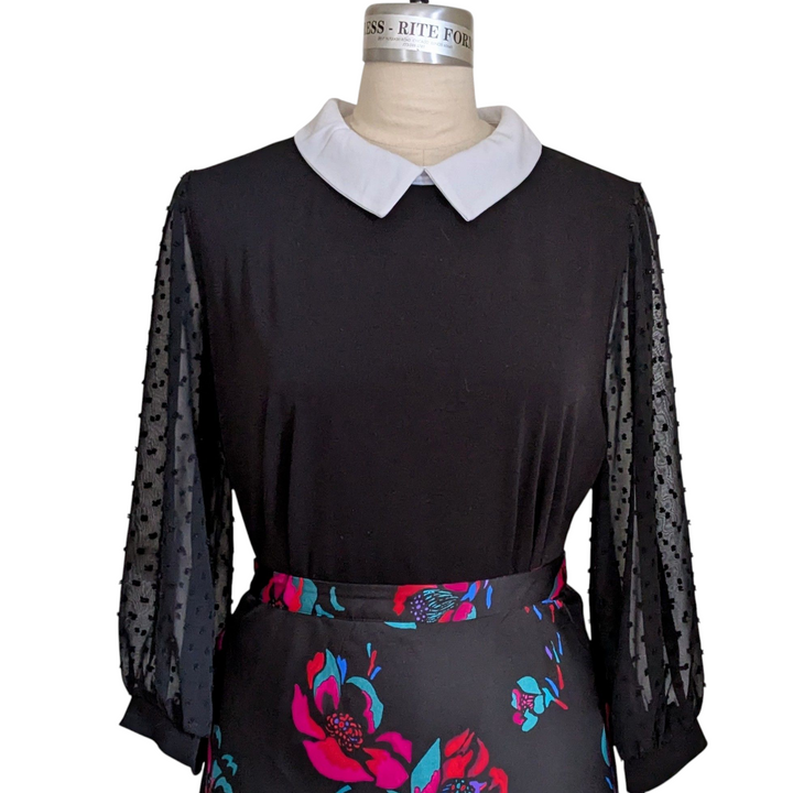 Adrianna Papell Black Knit Blouse Size XL