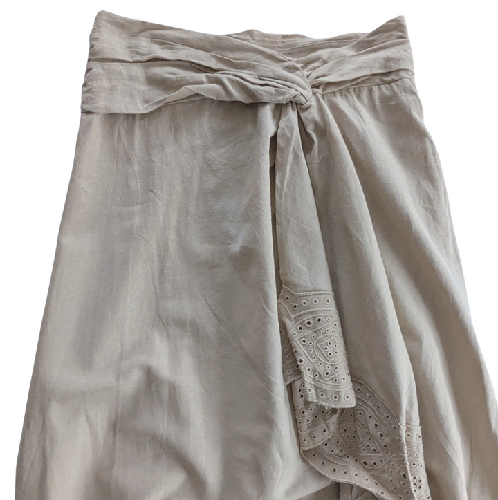 Jason Wu Linen Faux Wrap Midi Skirt Size 6
