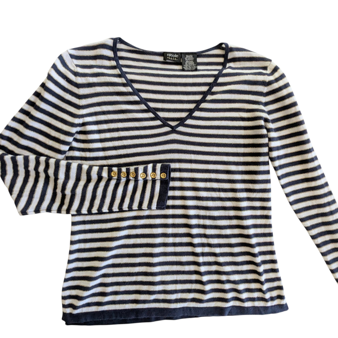 Nicole by Nicole Miller Striped Sweater Size Medium
