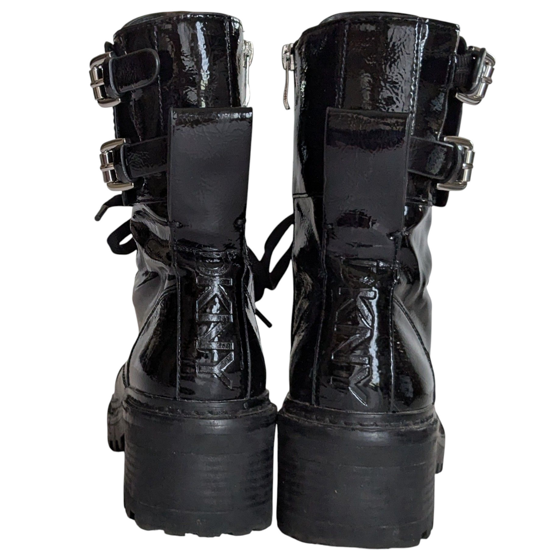 DKNY Patent Leather Moto Boots Size 6.5