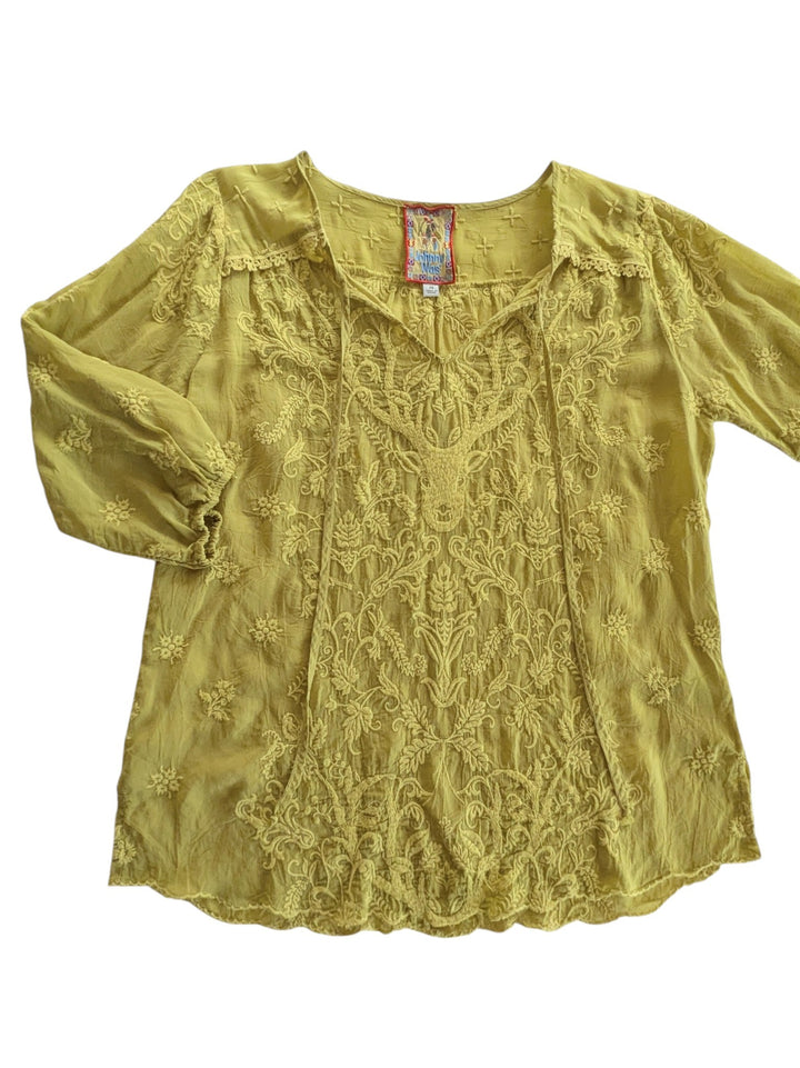 Johnny Was Chartreuse Green Top Size XS