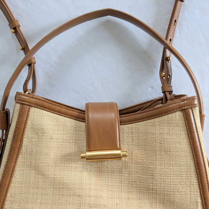 Charles & Keith Raffia Convertible Shoulder Bag