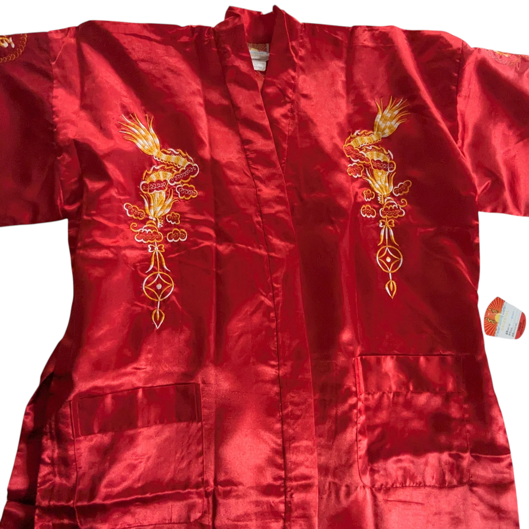 Chinese Satin Long Kimono O/S