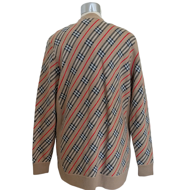 Burberry Long Plaid Cardigan Size Medium