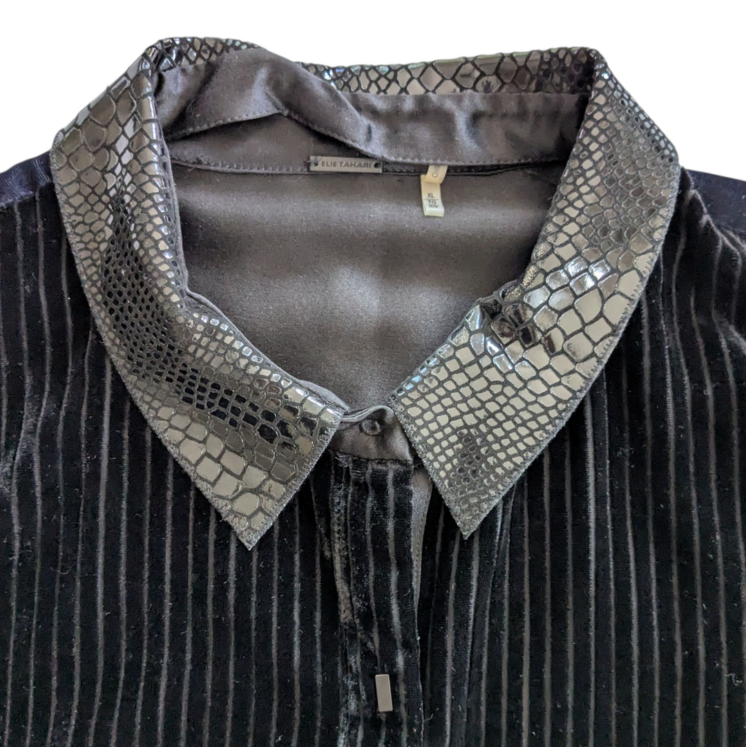 Elie Tahari Martha Burn Out Velvet Tunic Size XL