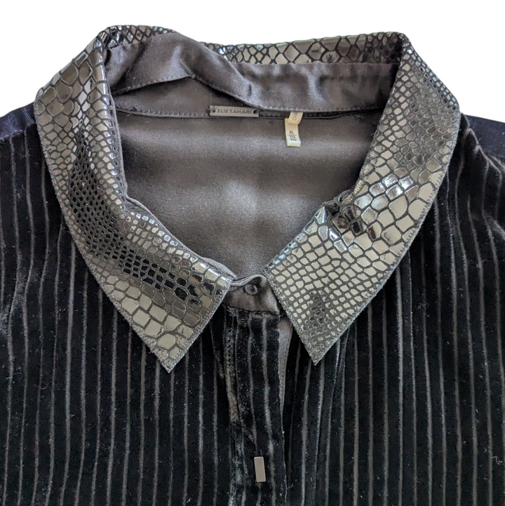 Elie Tahari Martha Burn Out Velvet Tunic Size XL