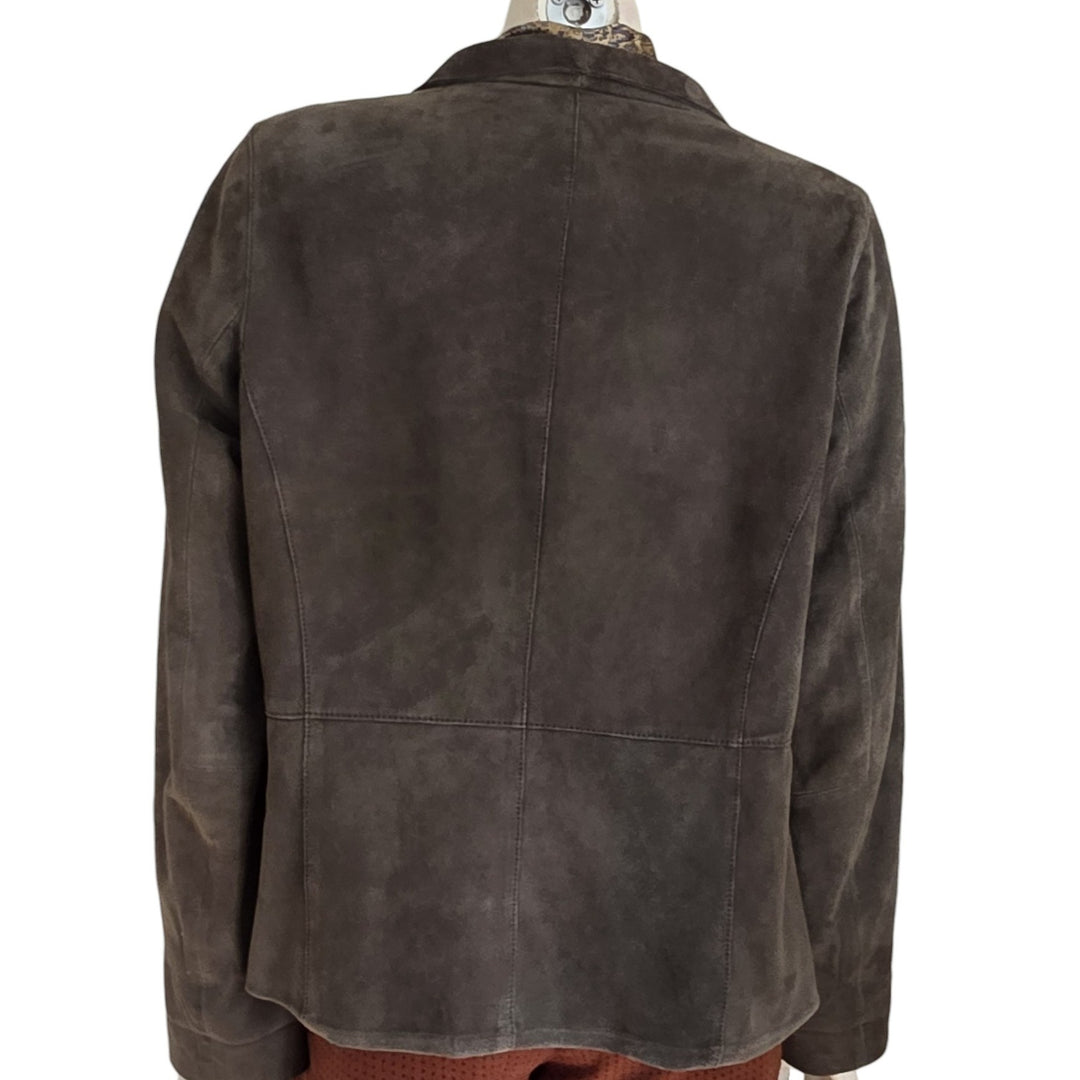 Eileen Fisher Green Suede Jacket Size LP