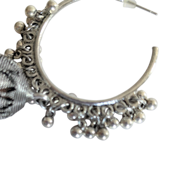 Silver Hoops with Bell Accent