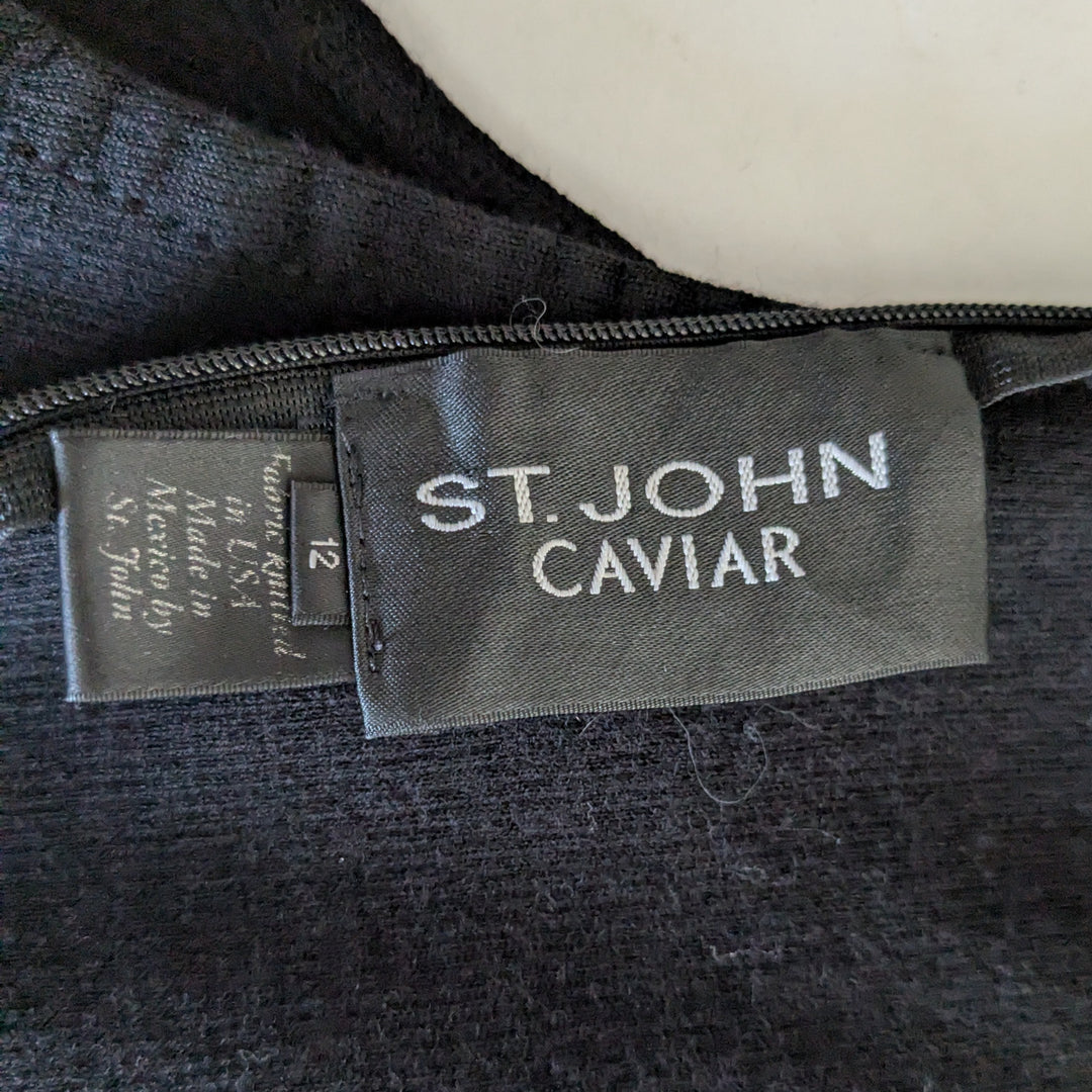 St John Caviar Knit Sheath Dress Size 12