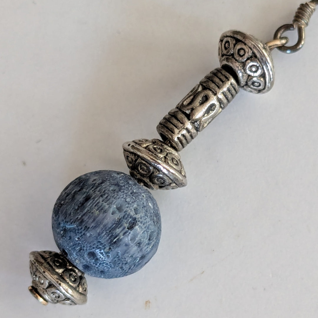 Silver and Blue Drop Silver Earrings