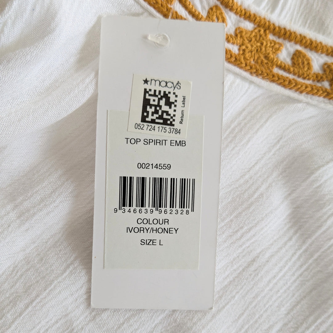 Starling Reine Top Spirit Embroidered Shirt Size Large NWT