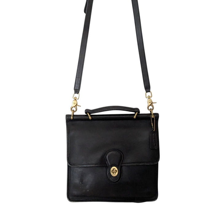 Coach Vintage Station Black Leather Convertible Satchel