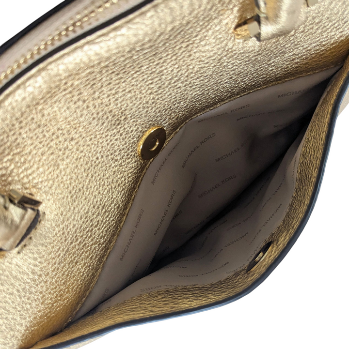 Michael Kors Riley Gold Leather Satchel