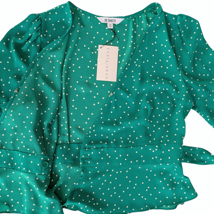 BB Dakota Polka Dot Wrap Top Size Medium NWT