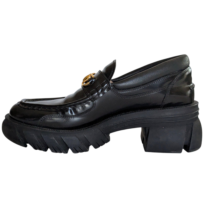 Gucci Sylke Platform Leather Loafers Size 41.5