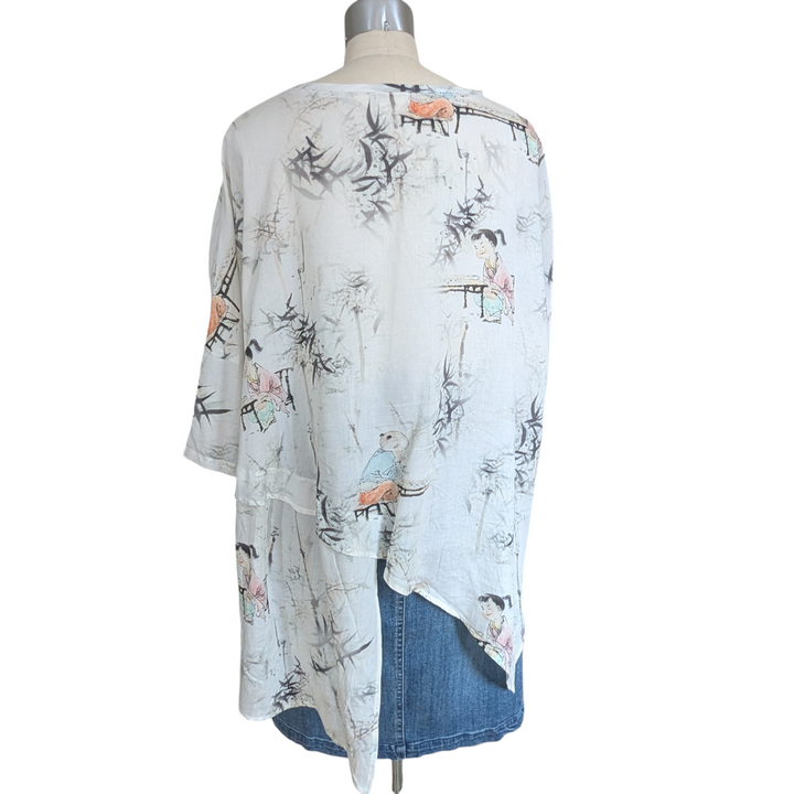 Buykud O Neck Tee Asian Print Size XL