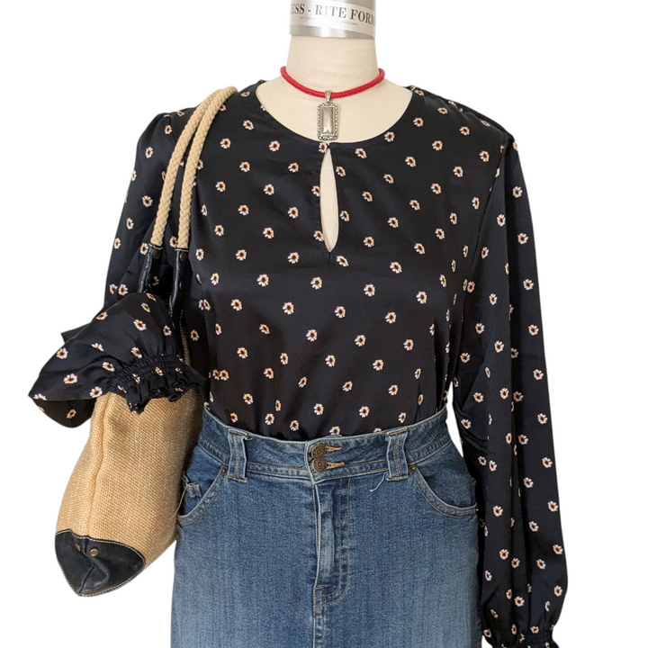 Ted Baker Black Print Top Size Large
