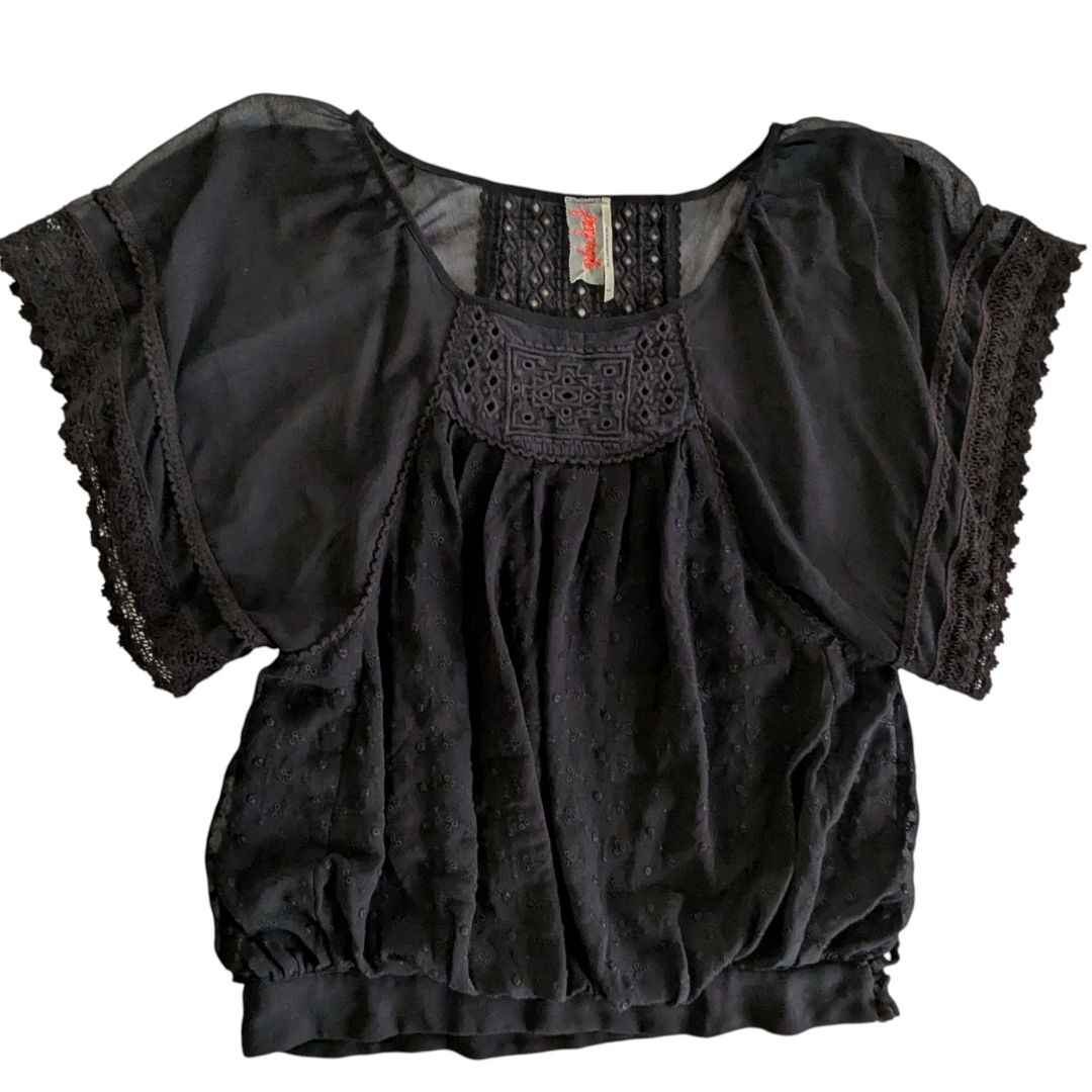 Free People Sheer Black Top Size Small