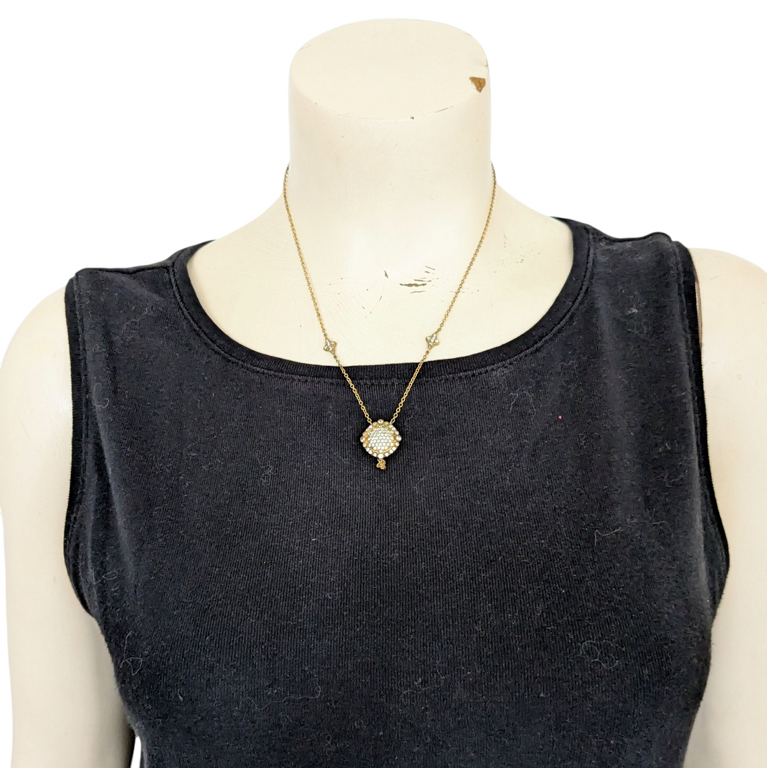 Freida Rothman Gold and Crystal Necklace