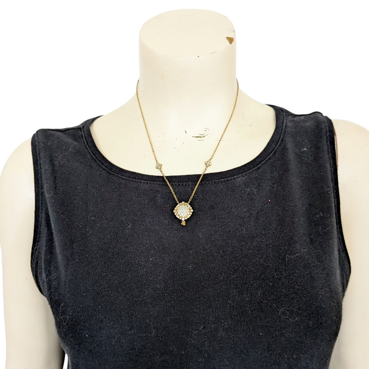 Freida Rothman Gold and Crystal Necklace