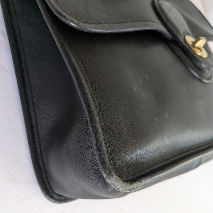 Coach Vintage Station Black Leather Convertible Satchel