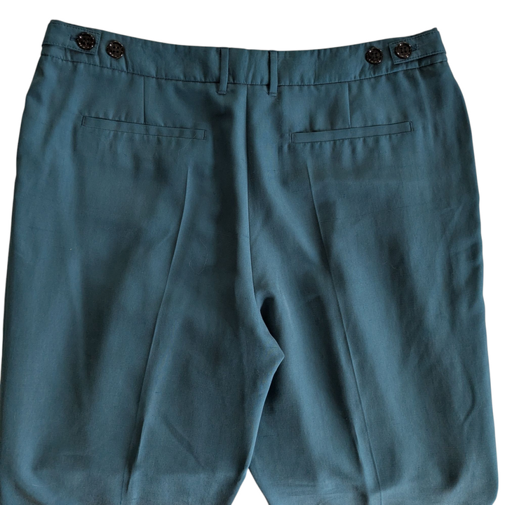 Burberry Teal Silk Trousers Size 10 NWT