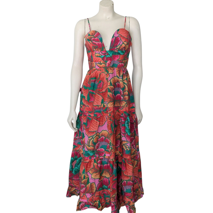 FARM Rio Tiered Midi Dress Size Small NWT
