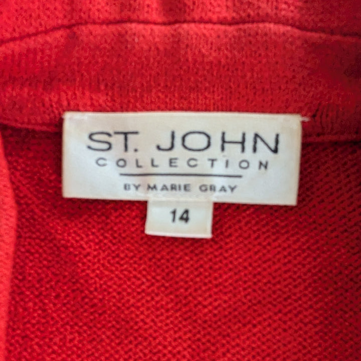 St John Red Knit Blazer Size 14