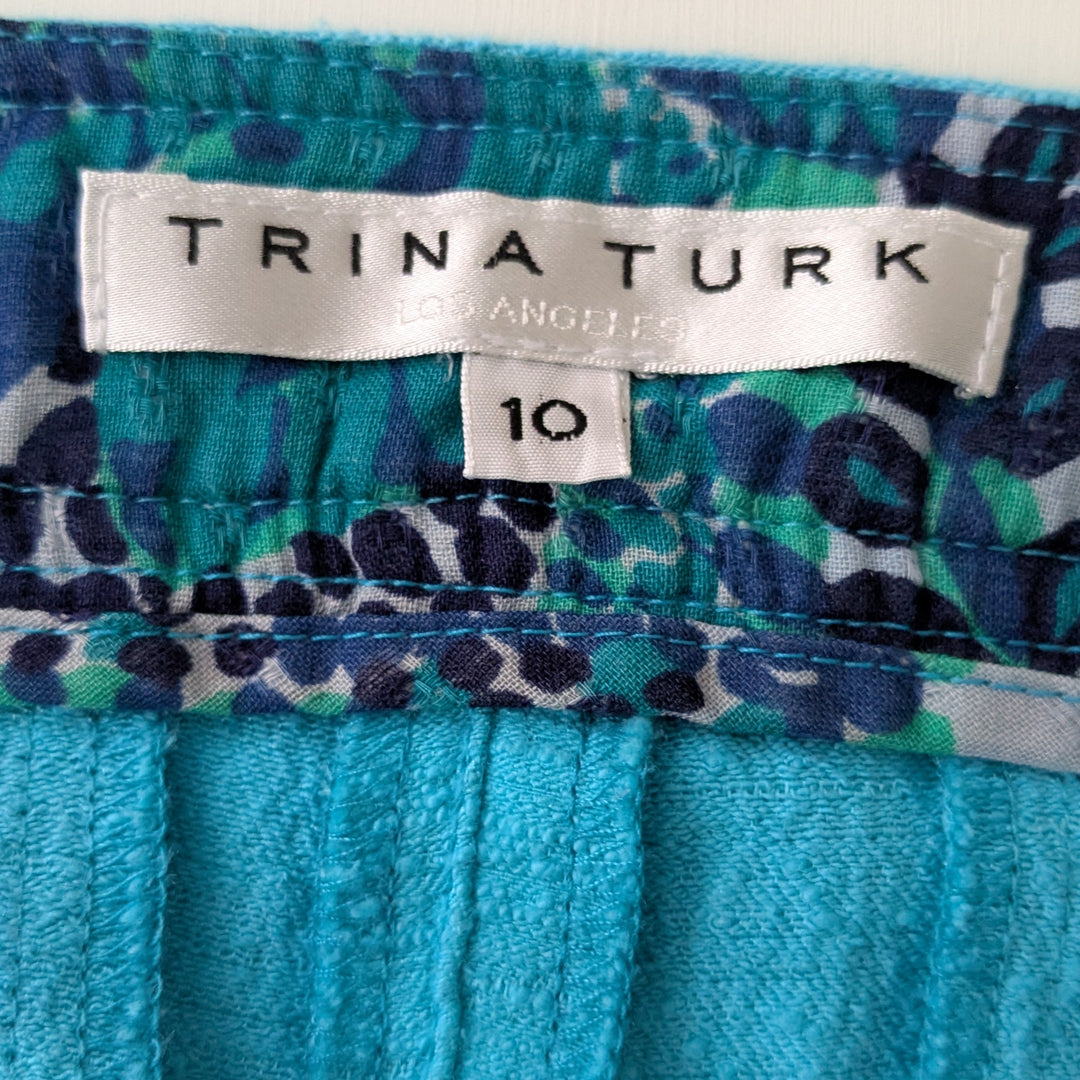 Trina Turk Cropped Textured Cotton Pants Size 10