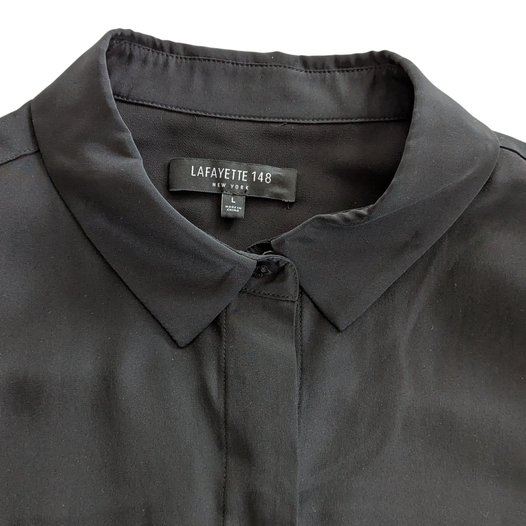 Lafayette 148 Jeslyn Black Silk Tunic Size Large