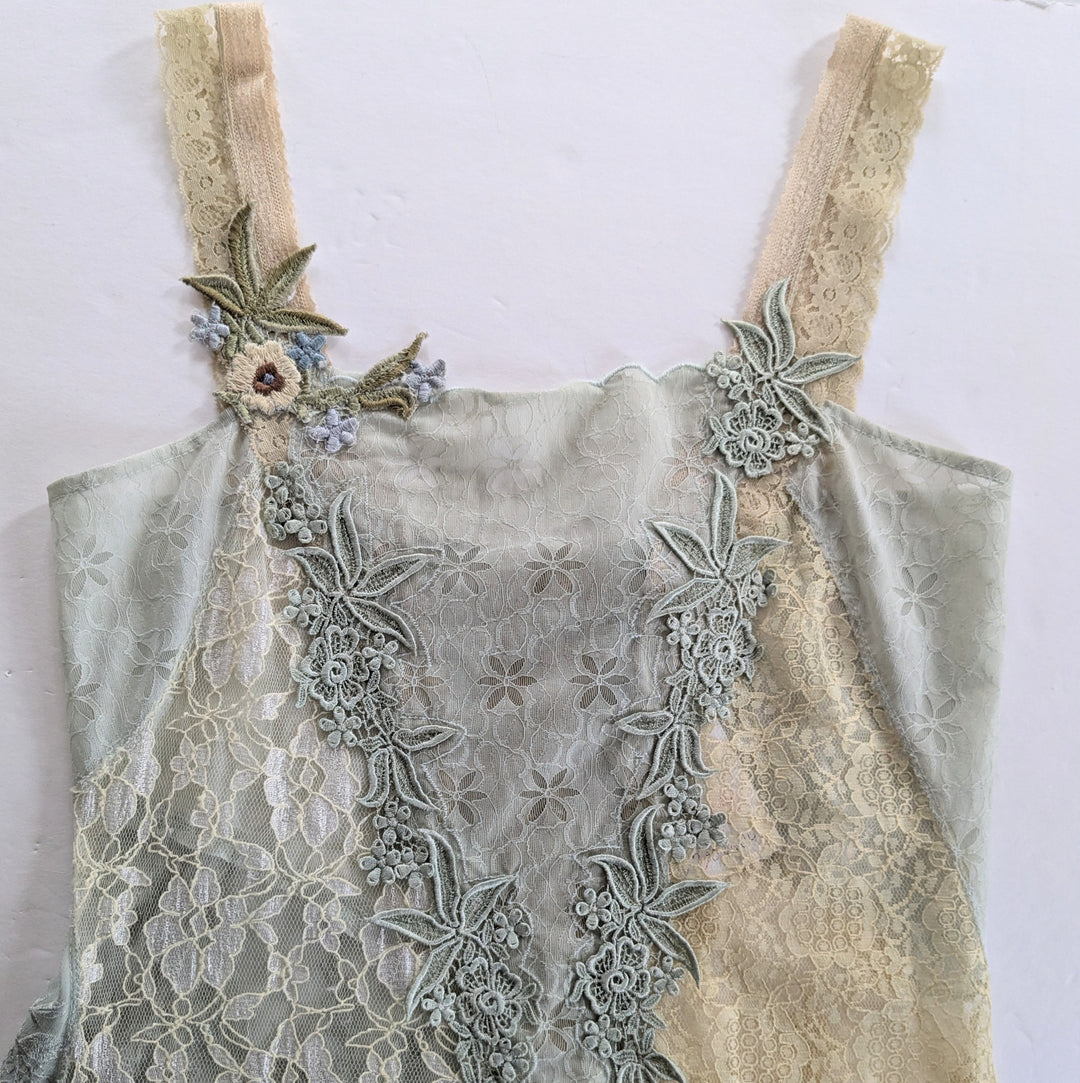Anthropologie Vintage Odille Lace and Silk Maxi Dress Size 10
