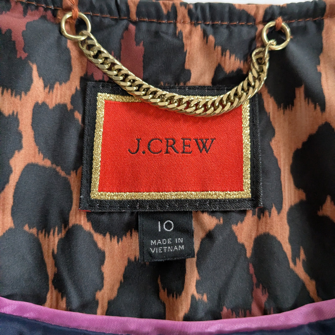 J. Crew Animal Print Puffer Lady Jacket Size 10