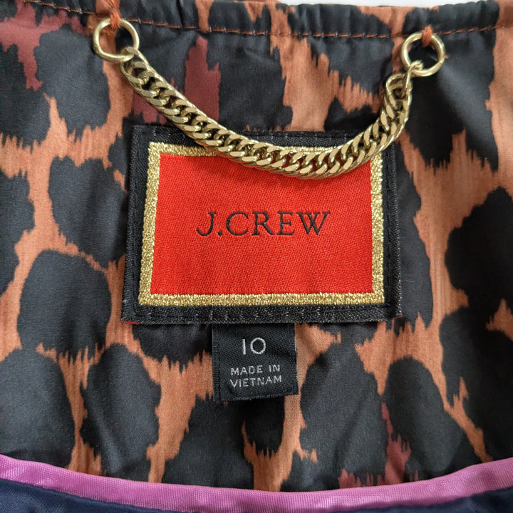 J. Crew Animal Print Puffer Lady Jacket Size 10
