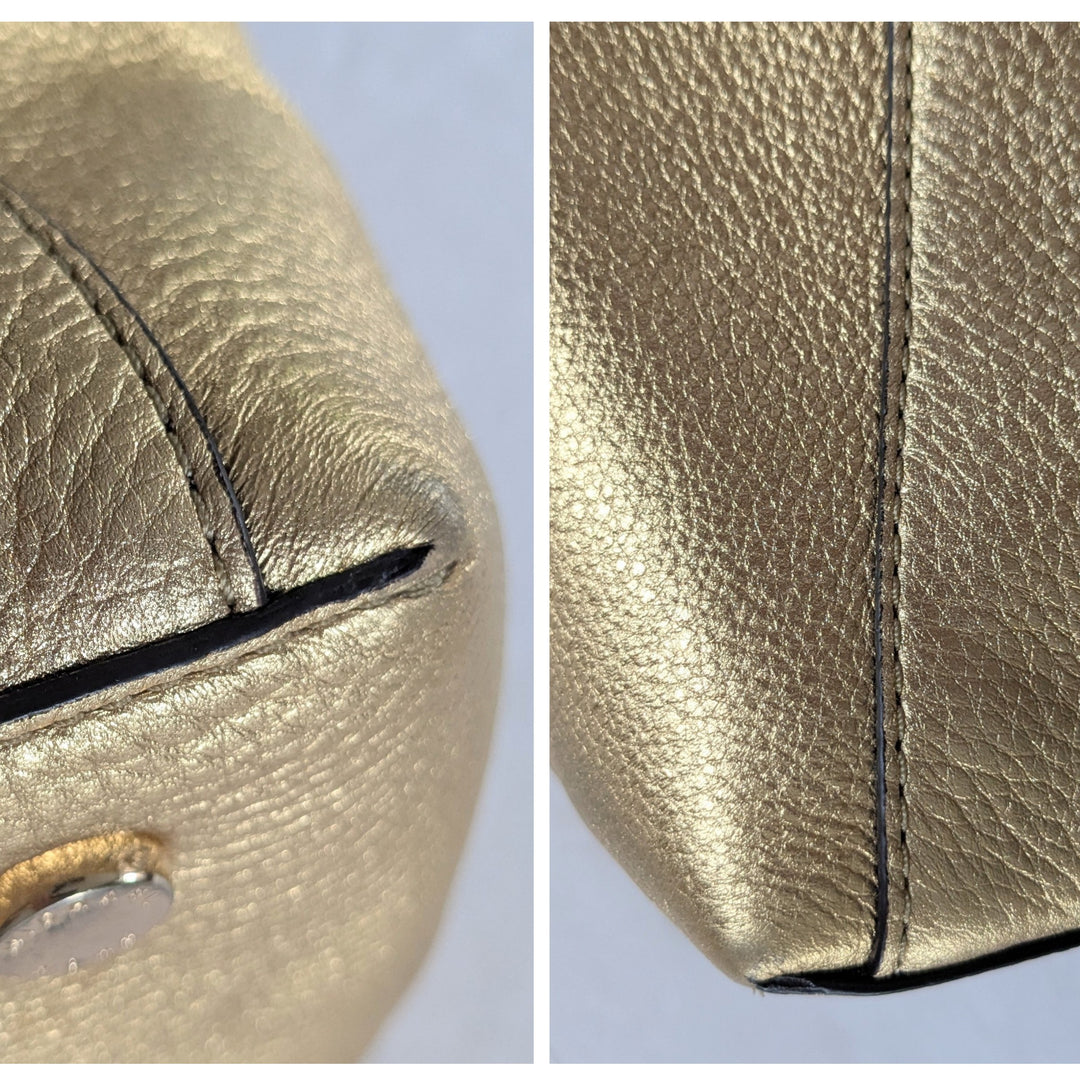 Michael Kors Riley Gold Leather Satchel