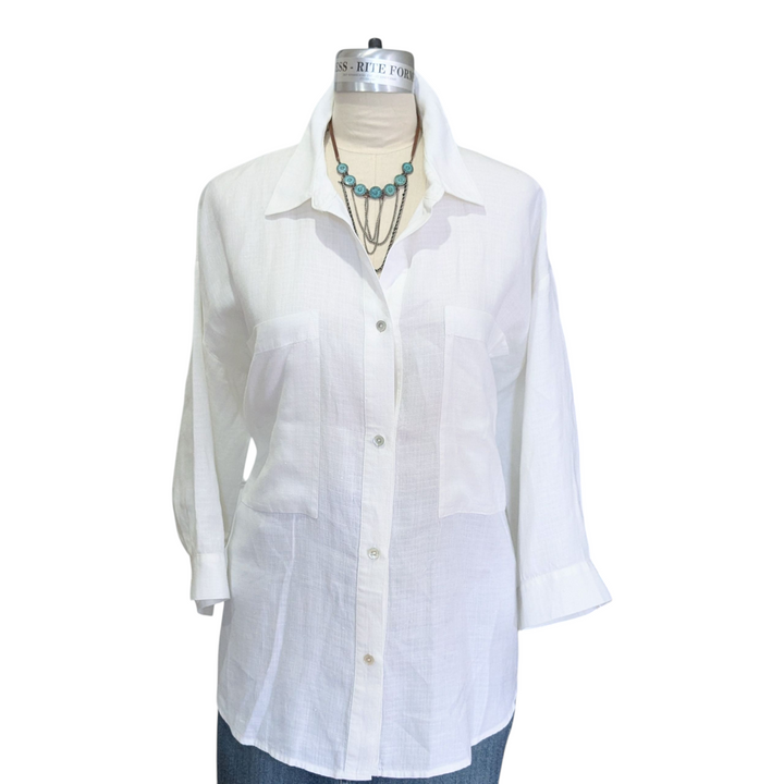 Eileen Fisher Linen Blend Top Size Large